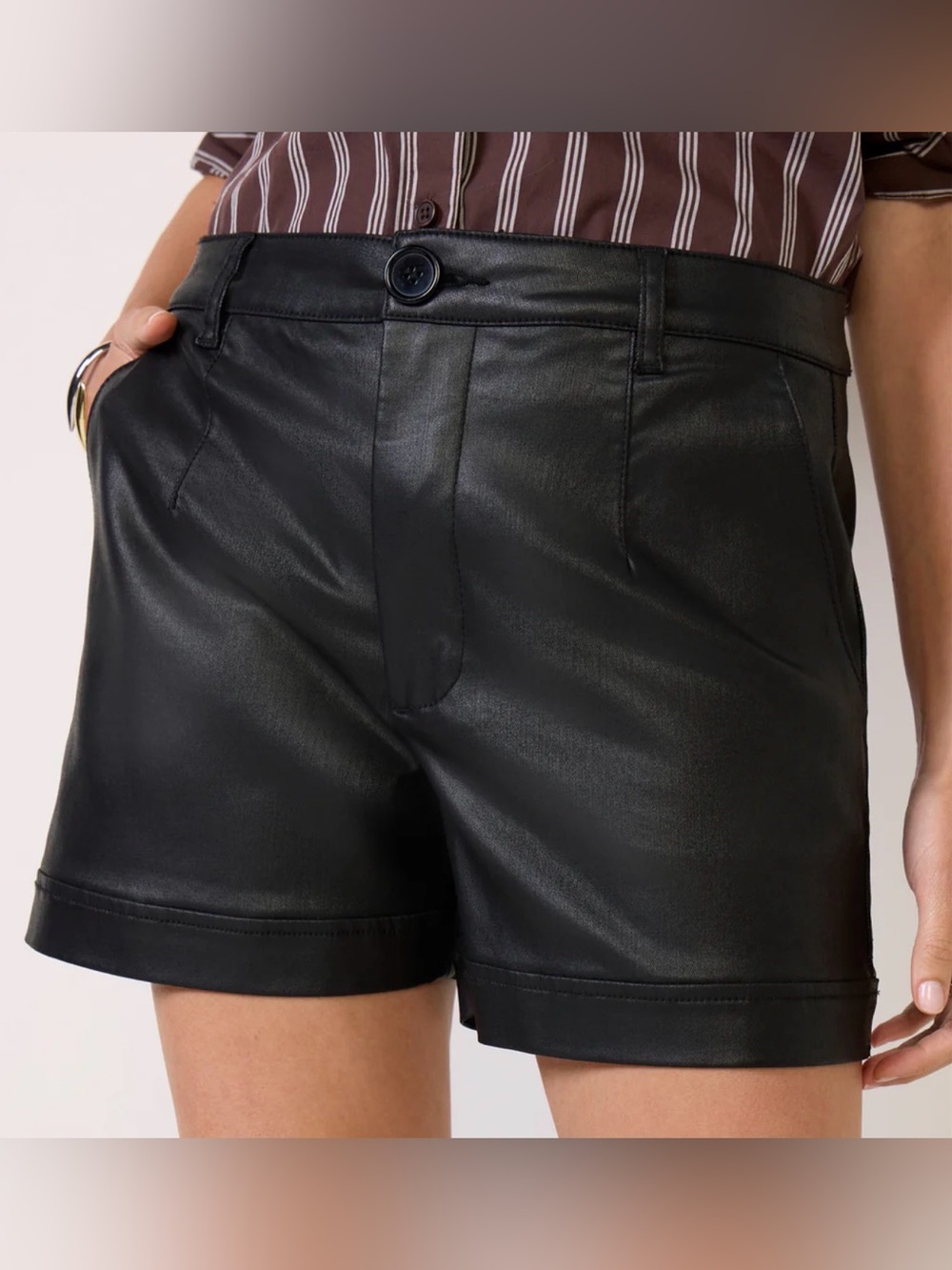 Kut from the Kloth Black Faux Leather Tailored Bermuda Shorts